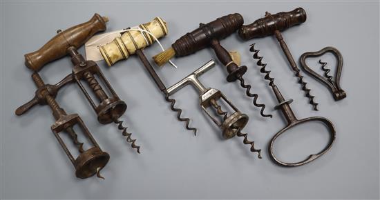 A group of assorted antique corkscrews